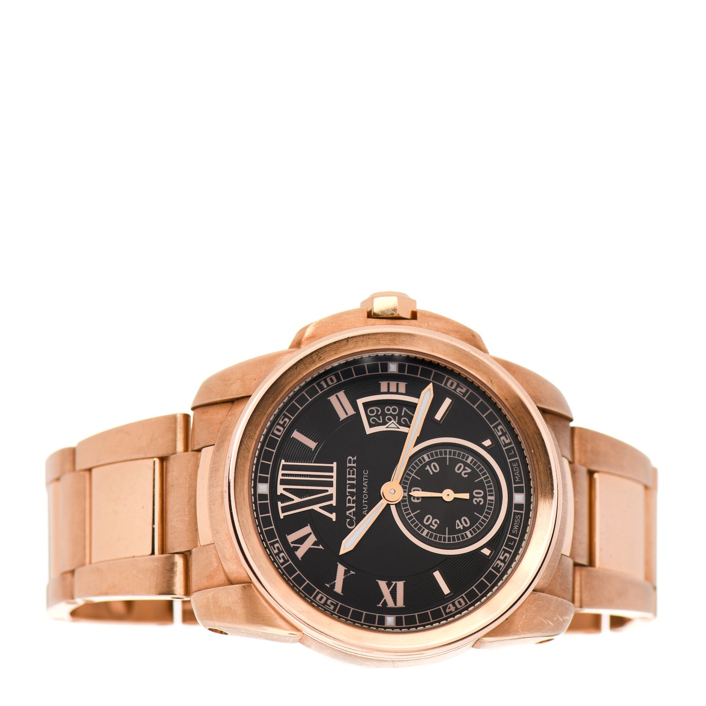 18K Pink Gold 42mm Calibre de Cartier Automatic Watch Chocolate