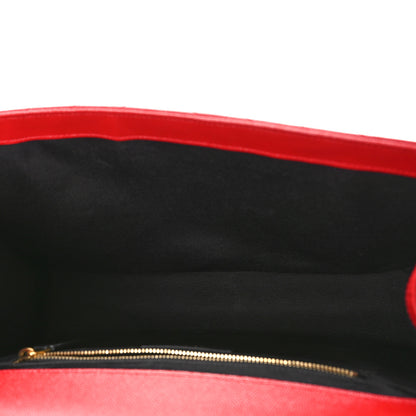 Saint Laurent Grain De Poudre Matelasse Chevron Large Monogram Satchel Lipstick Red 5 of 9