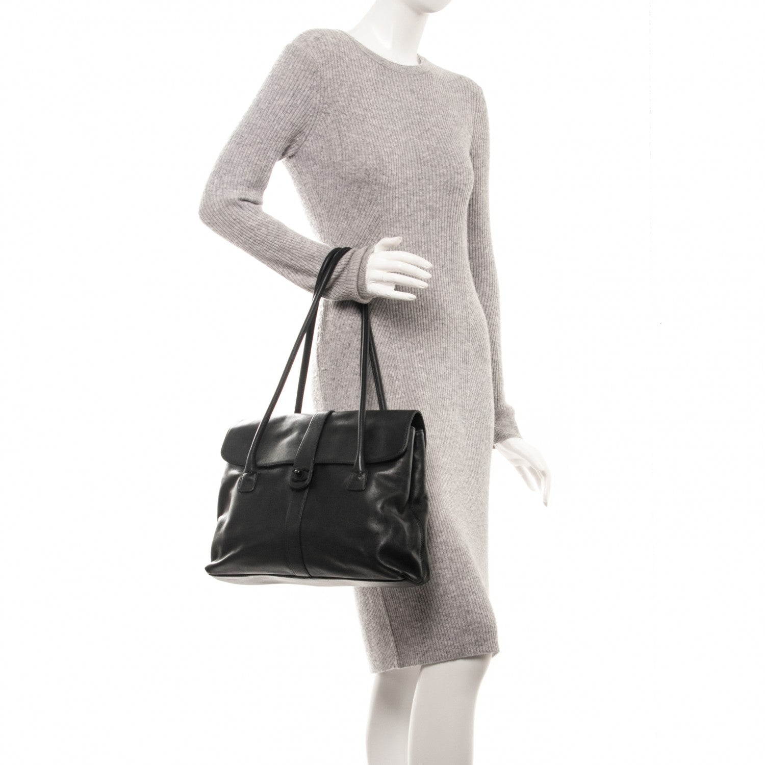 Chanel Calfskin Large Flap Tote Black 2 of 8