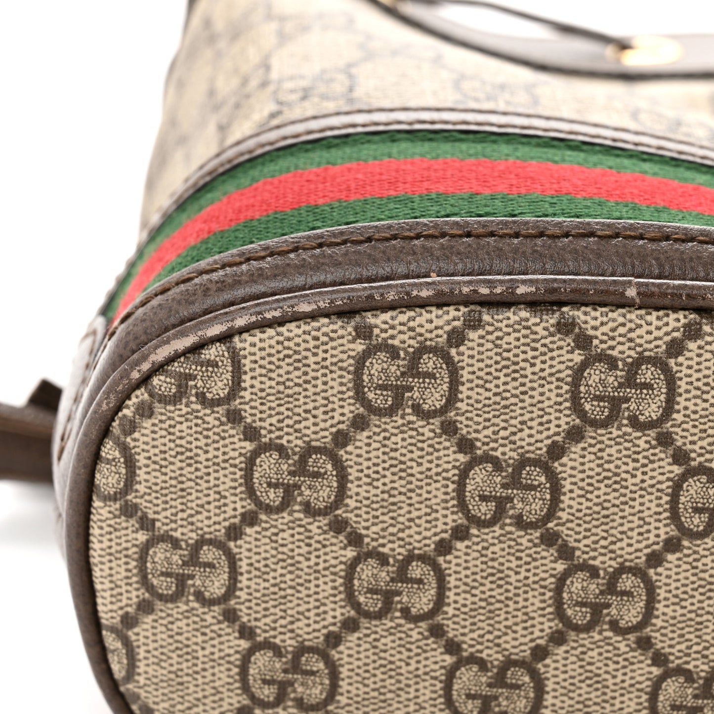 GG Supreme Monogram Web Mini Ophidia Bucket Bag Brown