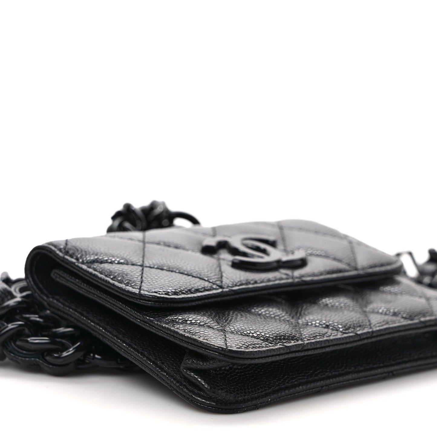 Caviar Quilted My Everything Belt Flap Card Holder Black