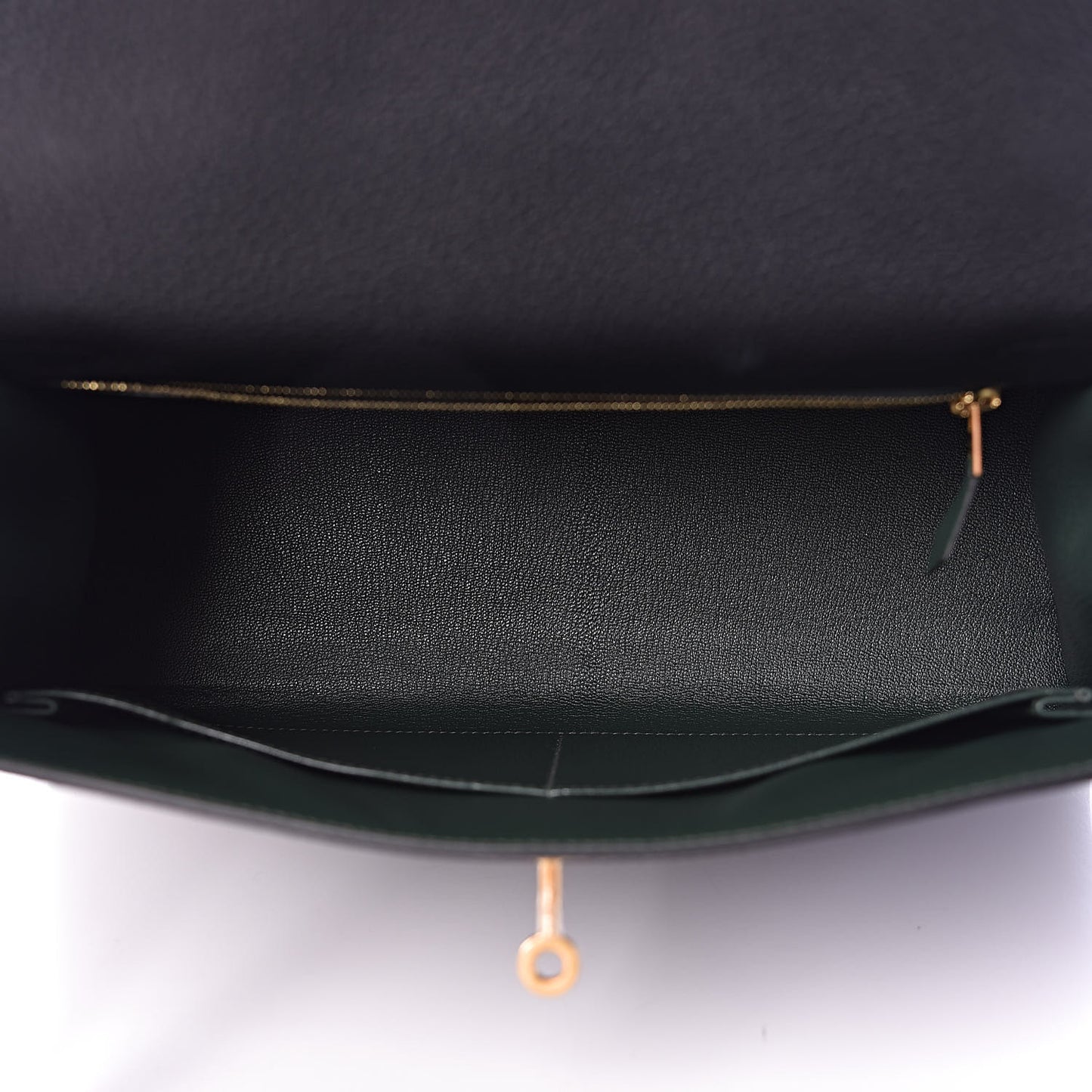 Togo Kelly Horseshoe Sellier 32 Black Vert Fonce