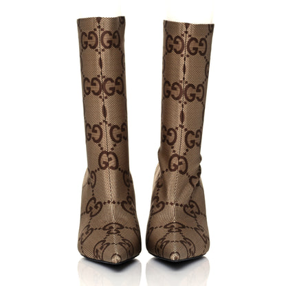 Balenciaga X GUCCI Jersey Maxi GG Monogram Crepe Knife Booties 41 Camel Ebony 2 of 7