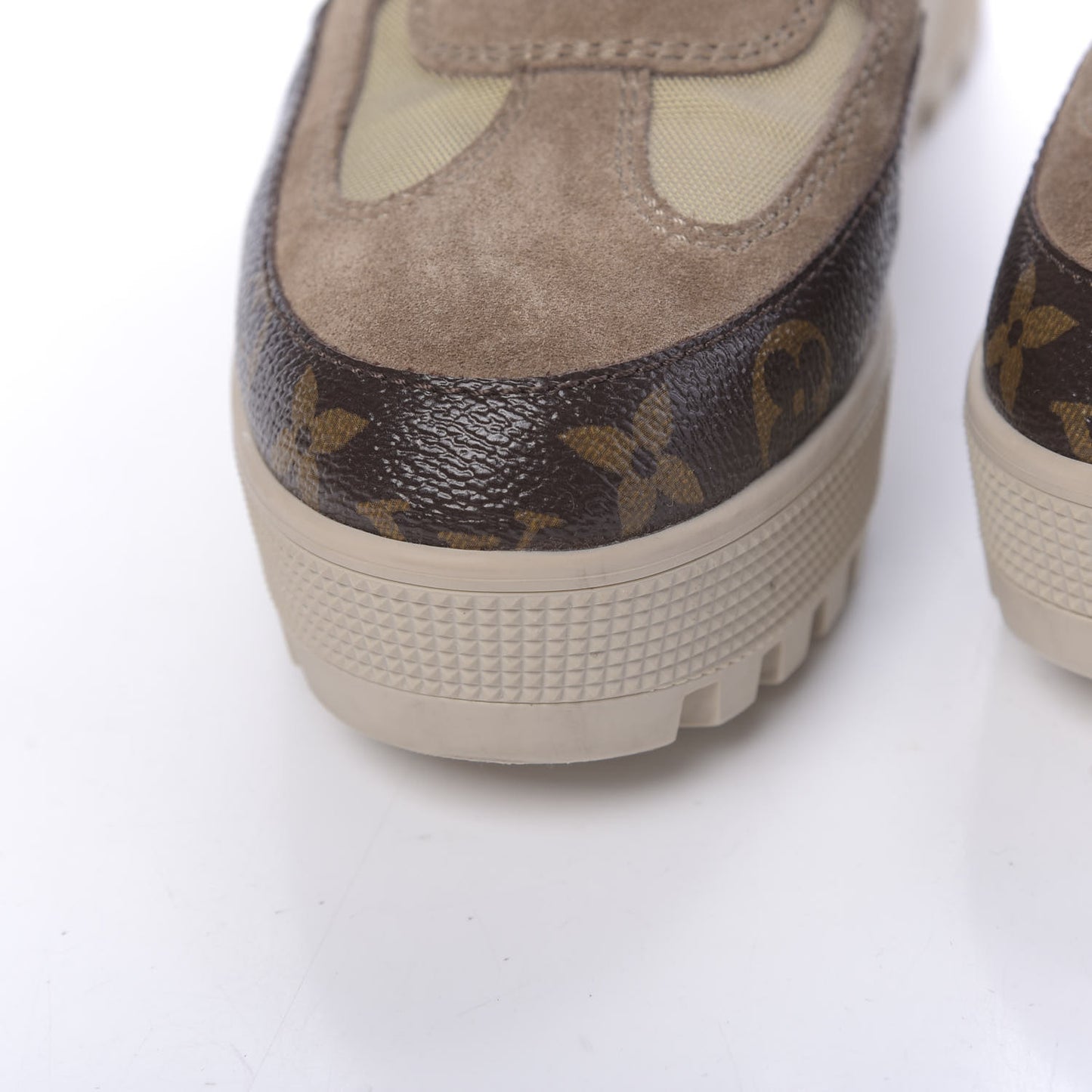 Suede Calfskin Monogram Laureate Platform Desert Boots 37 Beige