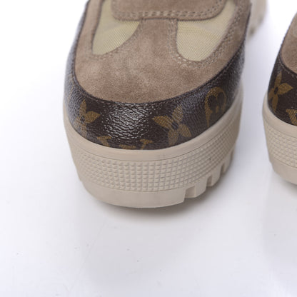 Louis Vuitton Suede Calfskin Monogram Laureate Platform Desert Boots 37 Beige 11 of 20