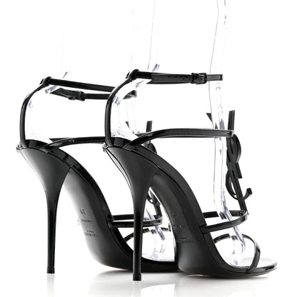 Saint Laurent Patent Cassandra 100 Ankle Strap Sandals 39 Black 5 of 8