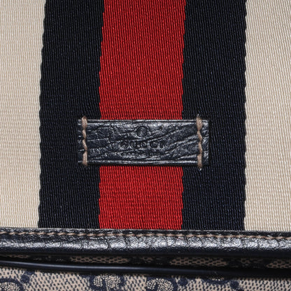 Gucci GG Plus Monogram Vintage Web Large Flap Messenger Bag Beige Navy Blue 5 of 8