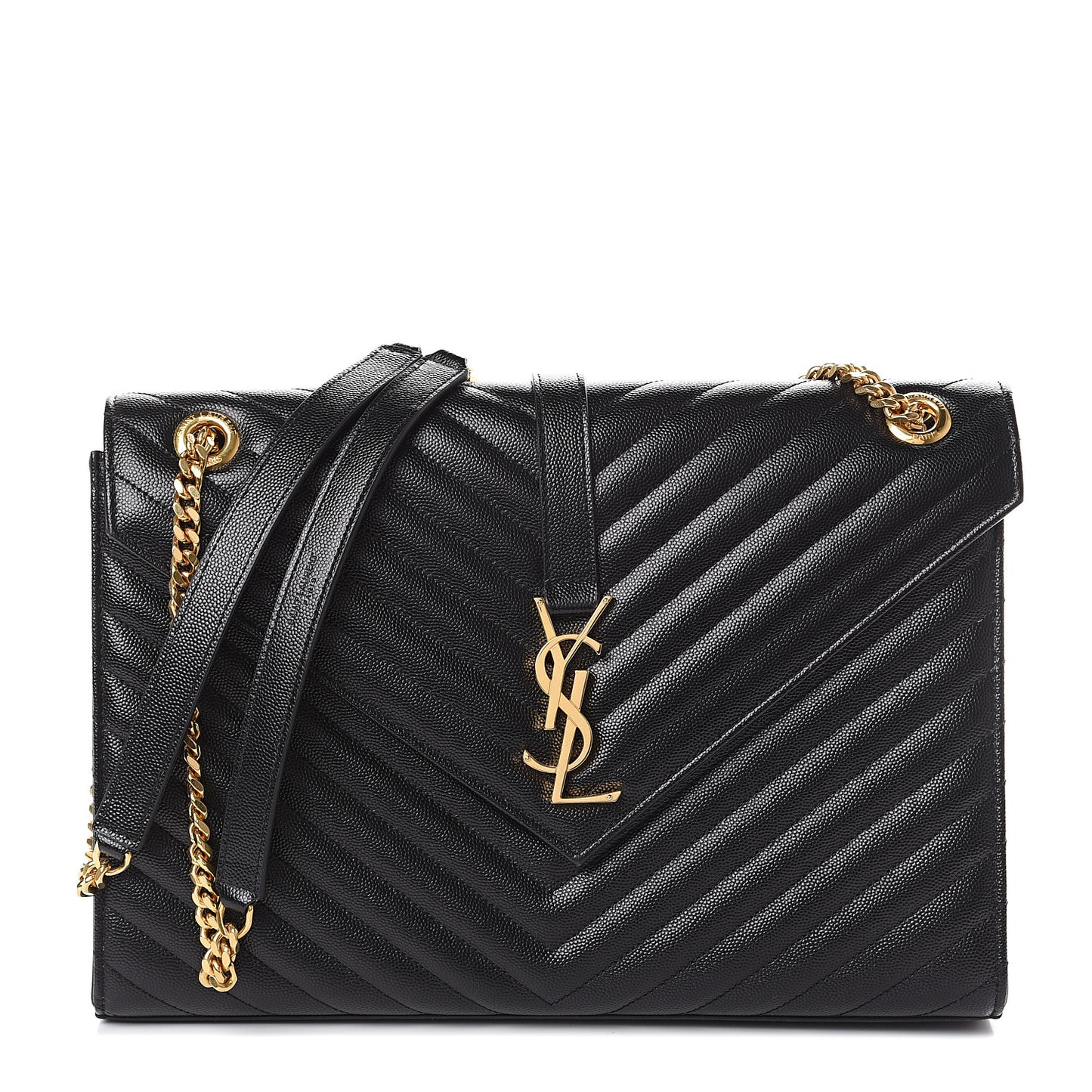 Grain De Poudre Matelasse Chevron Large Monogram Satchel Black