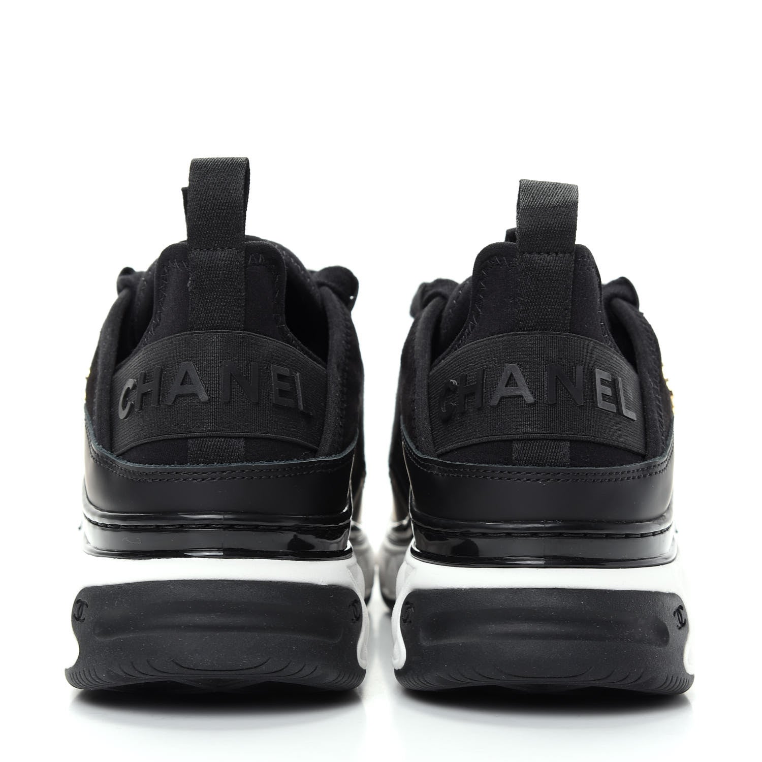 Chanel Velvet Calfskin Mixed Fibers CC Sneakers 37 Black 7 of 11