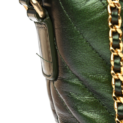 Chanel Metallic Calfskin Chevron Quilted Small Gabrielle Hobo Green 11 of 11