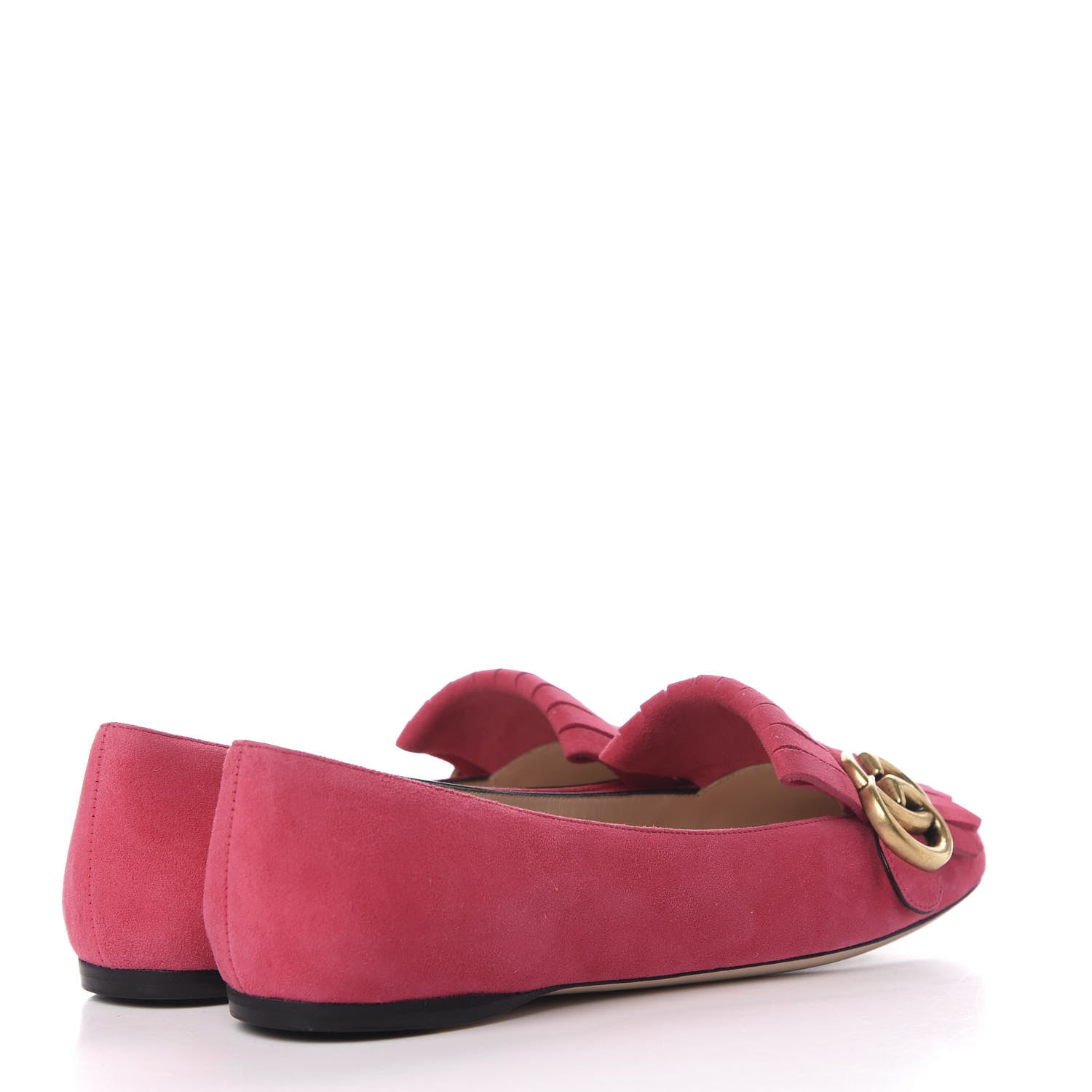 Gucci Kid Scamosciato GG Marmont Fringe Flats 36 Hot Pink 4 of 10