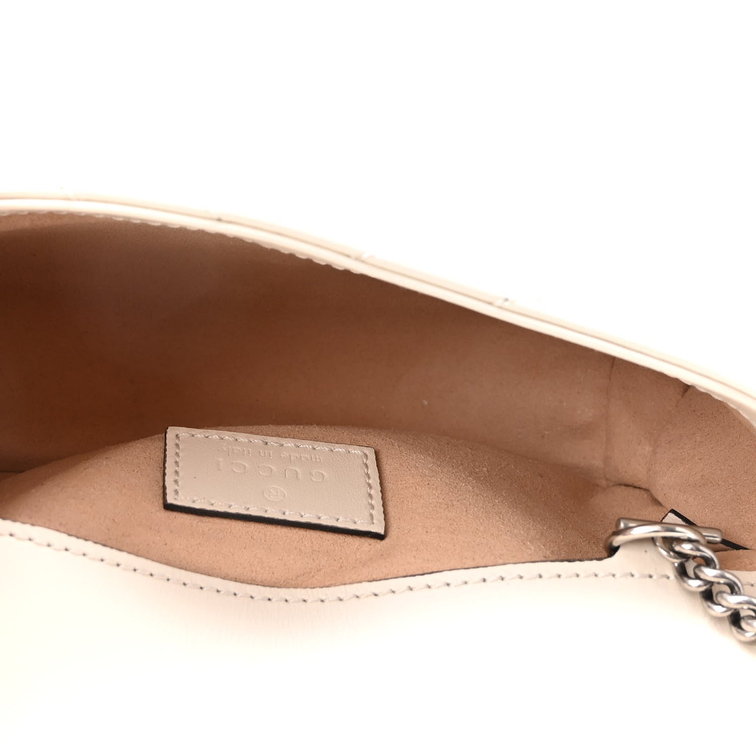 Gucci Calfskin Matelasse Monochrome GG Marmont Chain Belt Bag Mystic White 5 of 9