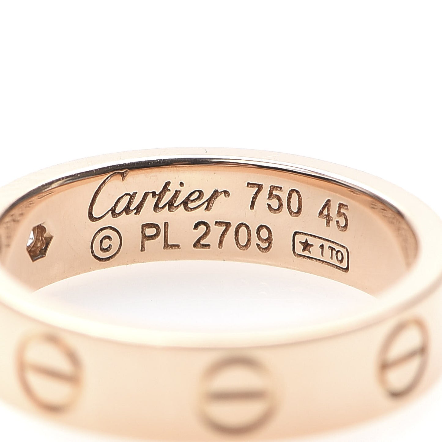 18K Pink Gold Diamond 4mm LOVE Wedding Band Ring 45 3.5