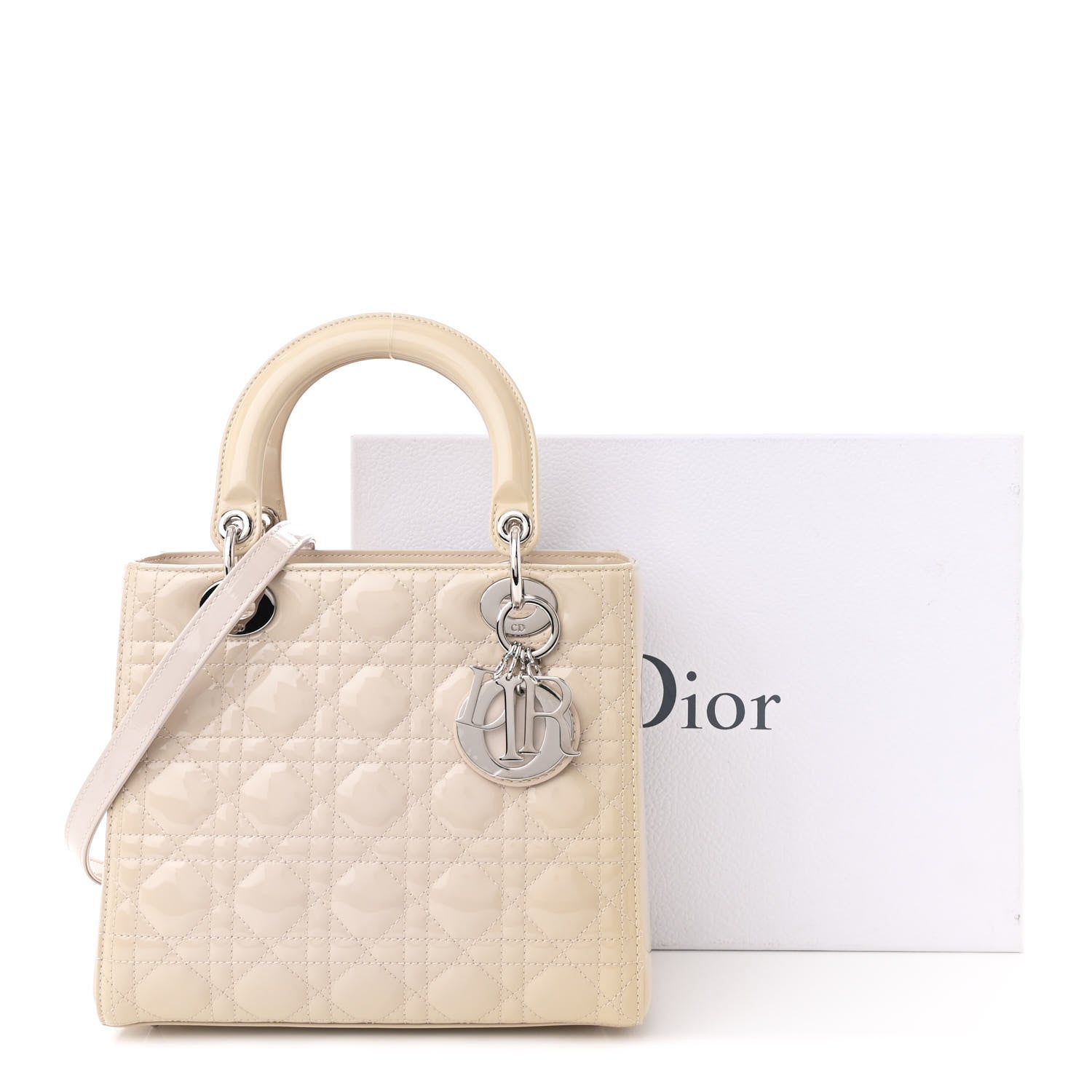 Christian Dior Patent Cannage Medium Lady Dior Beige 11 of 11