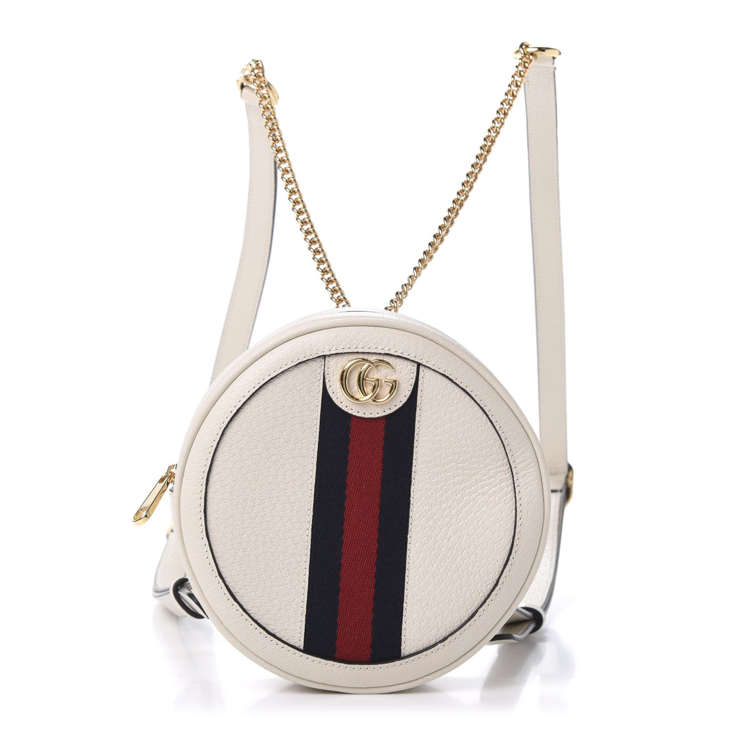Gucci Textured Calfskin Web Mini Ophidia Round Backpack Mystic White 1 of 10