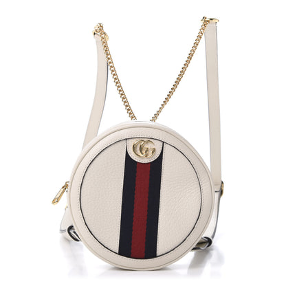 Gucci Textured Calfskin Web Mini Ophidia Round Backpack Mystic White 1 of 10