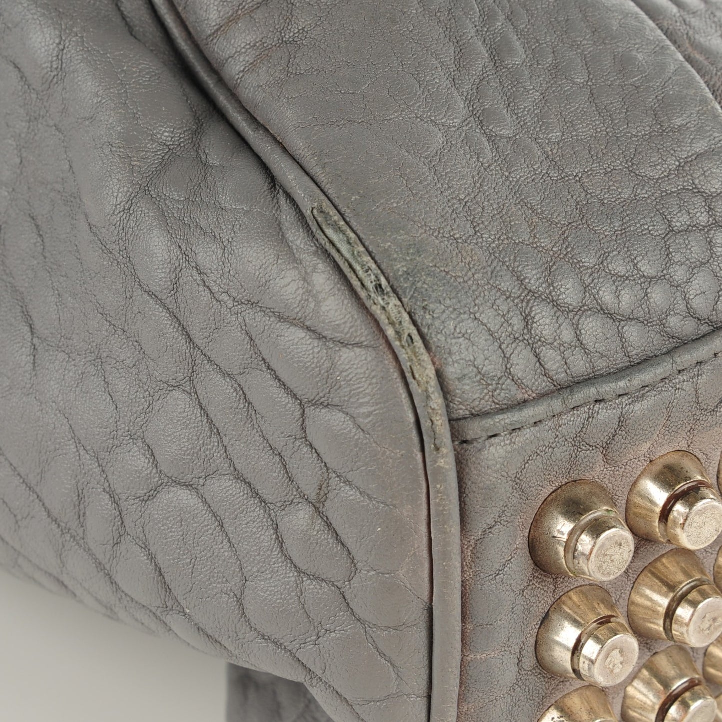 Pebbled Lambskin Rocco Oyster Silver Hardware