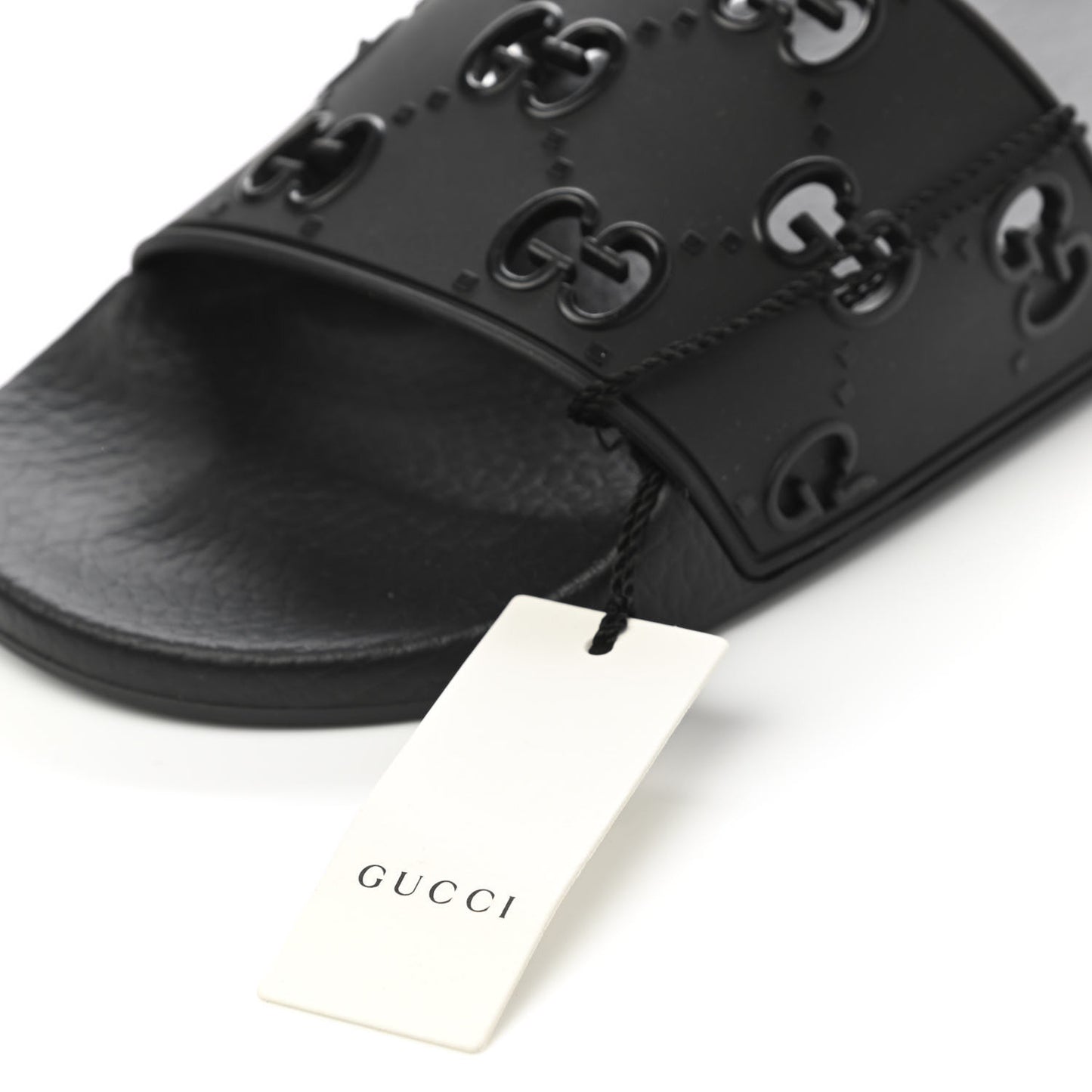 Rubber GG Monogram Perforated Womens Slide Sandals 40 Black