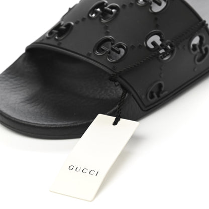 Gucci Rubber GG Monogram Perforated Womens Slide Sandals 40 Black 7 of 7