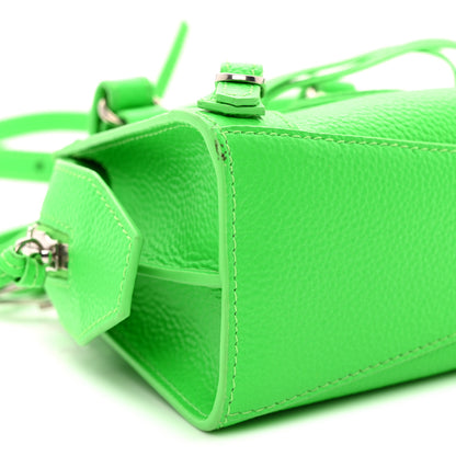 Balenciaga Grained Calfskin Neo Classic Silver Hardware Nano City Crossbody Fluo Green 9 of 11