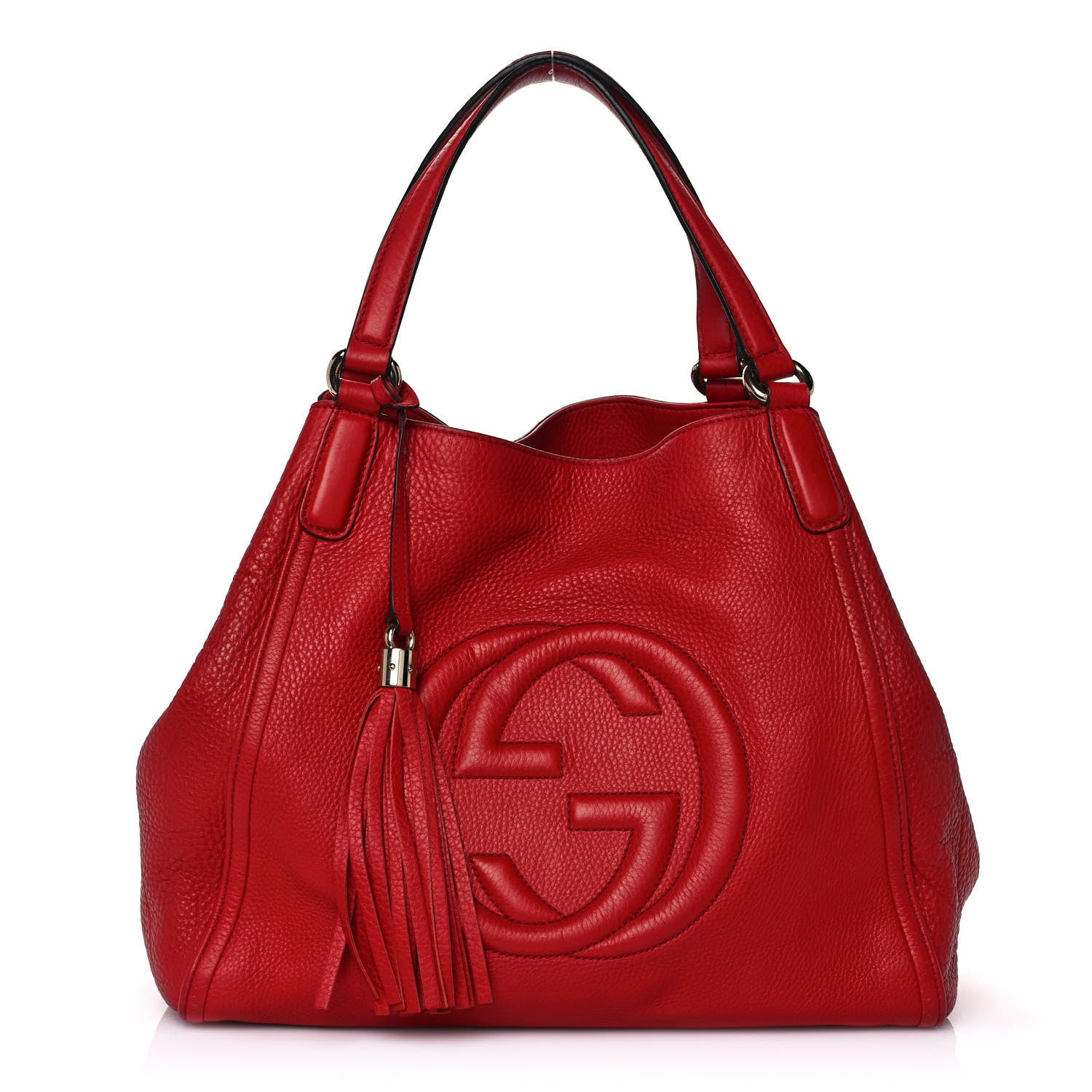 Gucci Pebbled Calfskin Medium Soho Shoulder Bag Red 1 of 11