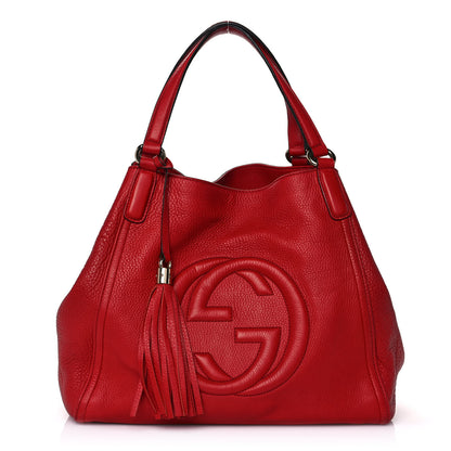 Gucci Pebbled Calfskin Medium Soho Shoulder Bag Red 1 of 11