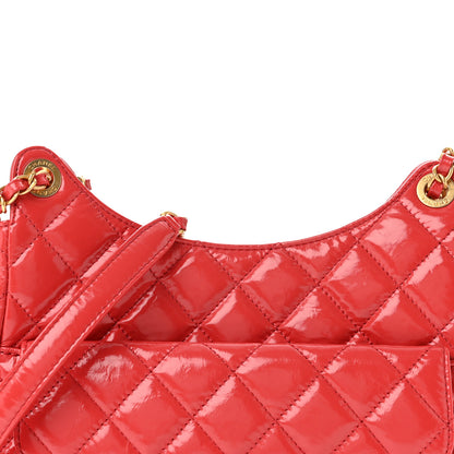 Chanel Shiny Crumpled Calfskin Quilted Wavy CC Hobo Red 7 of 12