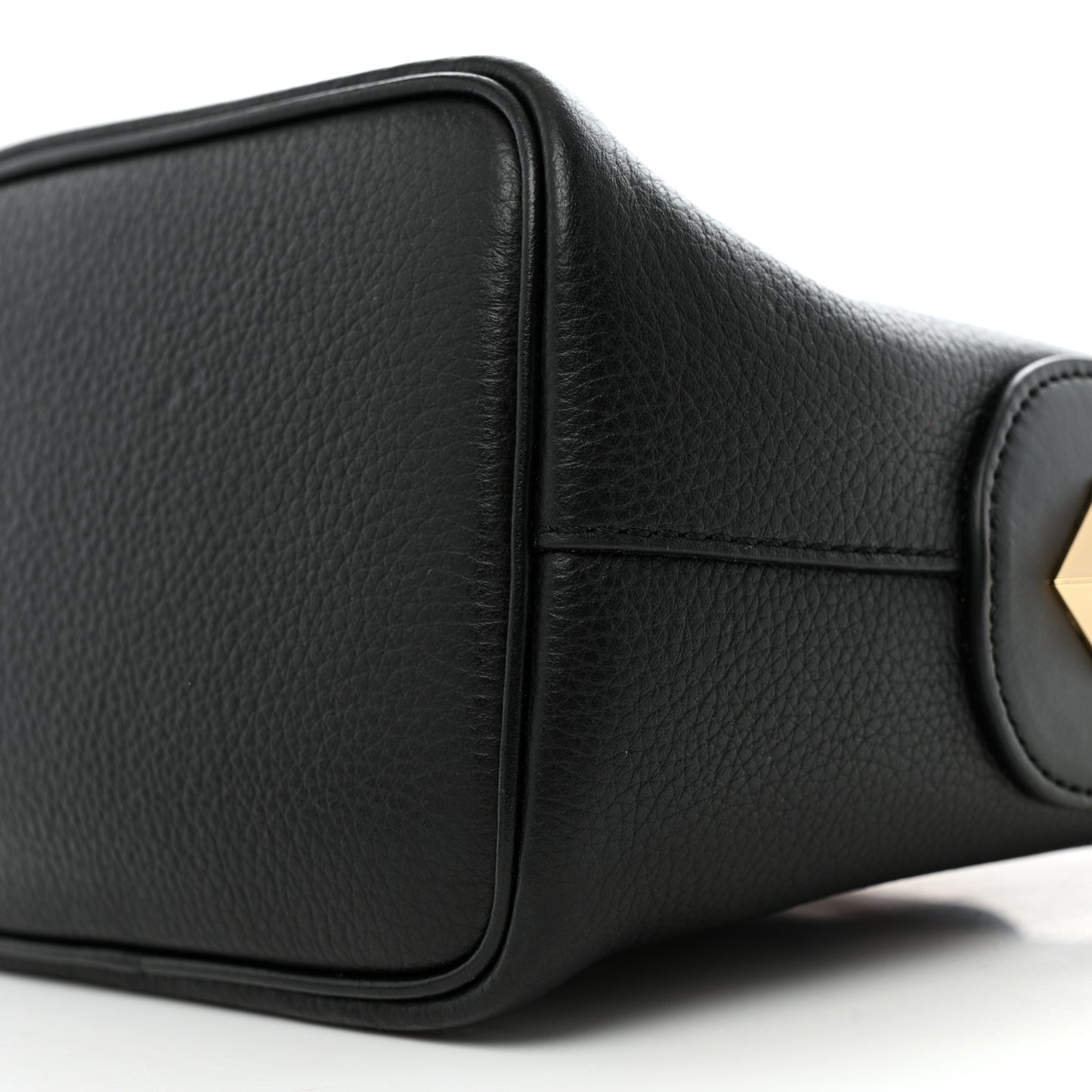 Grained Calfskin Mini Carasky Bucket Bag Black