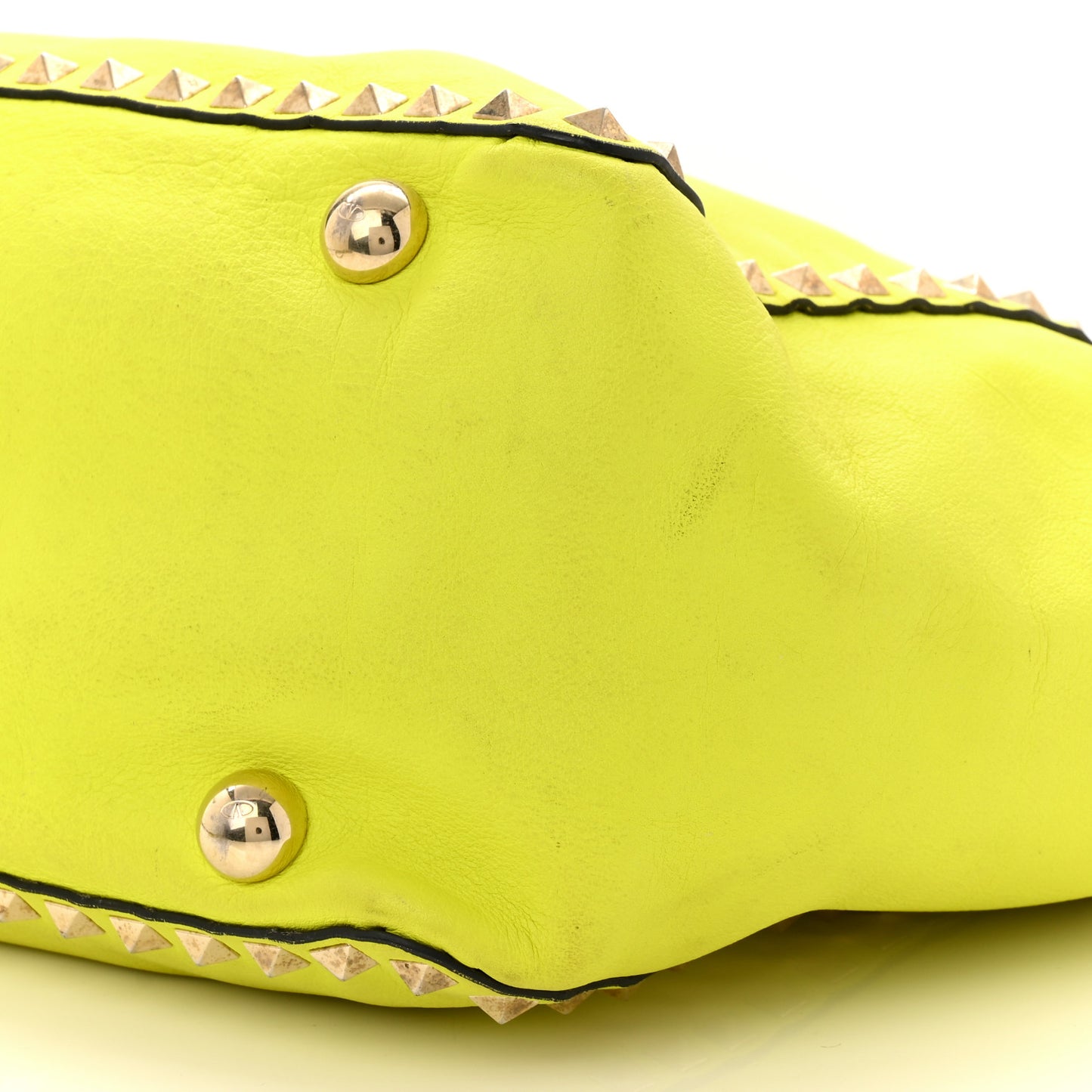 Vitello Medium Rockstud Tote Yellow Fluo