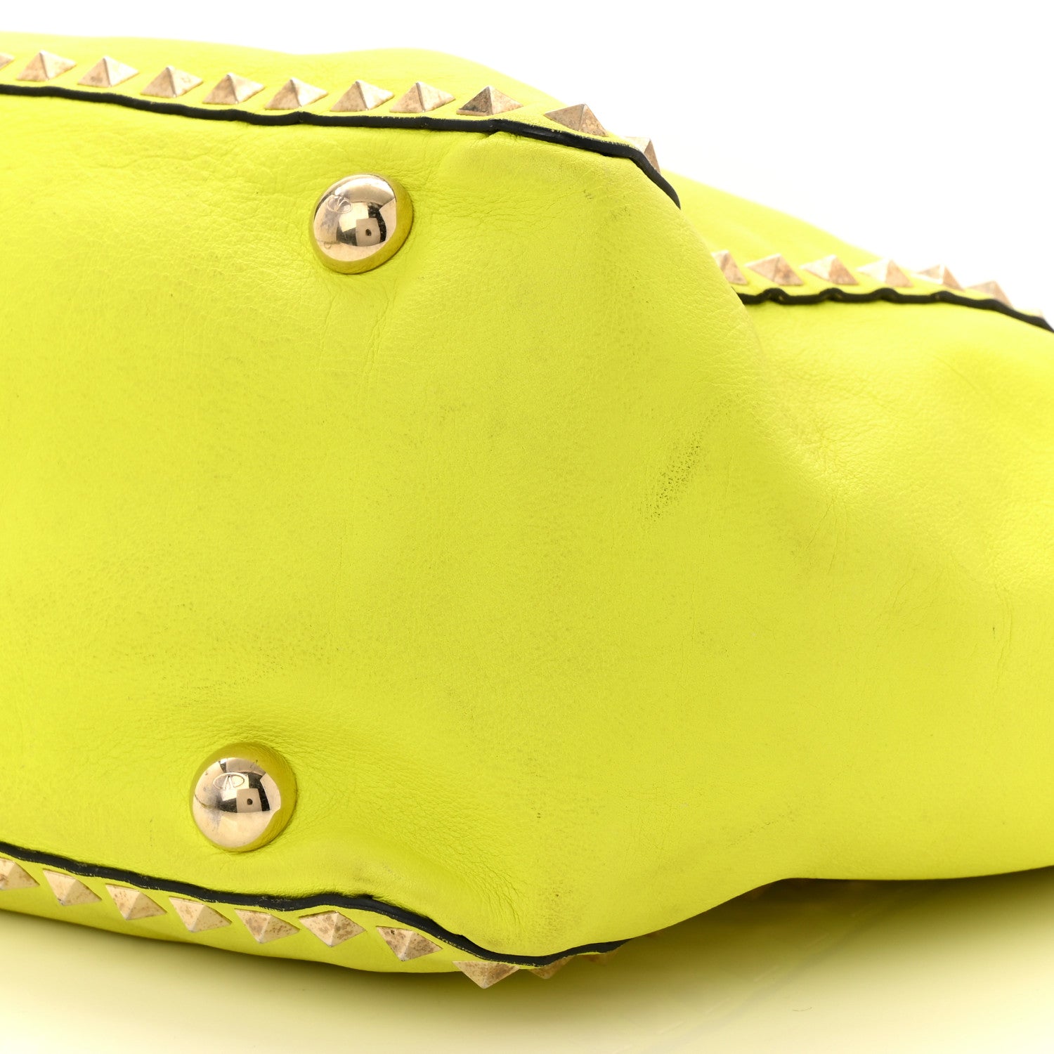 Valentino Garavani Vitello Medium Rockstud Tote Yellow Fluo 9 of 14