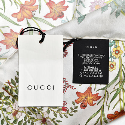 Gucci Silk Twill Nuovoflora Square Handkerchief Ivory Blue 4 of 4