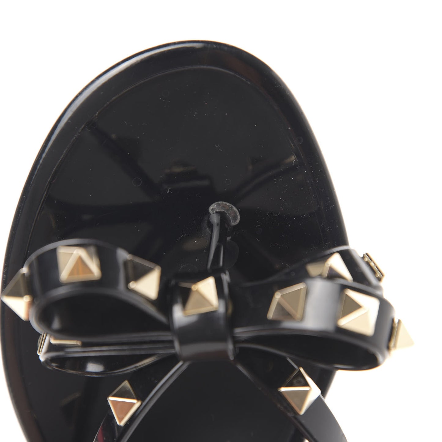 PVC Jelly Rockstud Bow Thong Sandals 38 Black