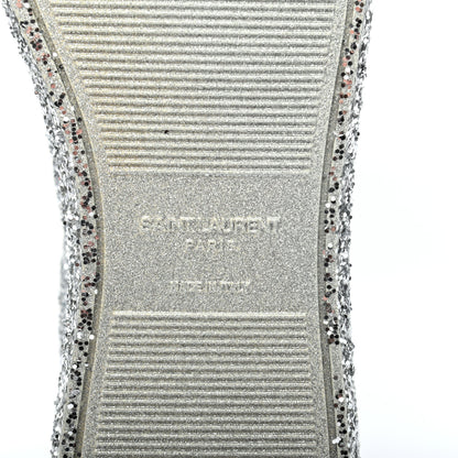 Saint Laurent Calfskin Crystal Glitter Andy Sneakers 39 Silver 12 of 16