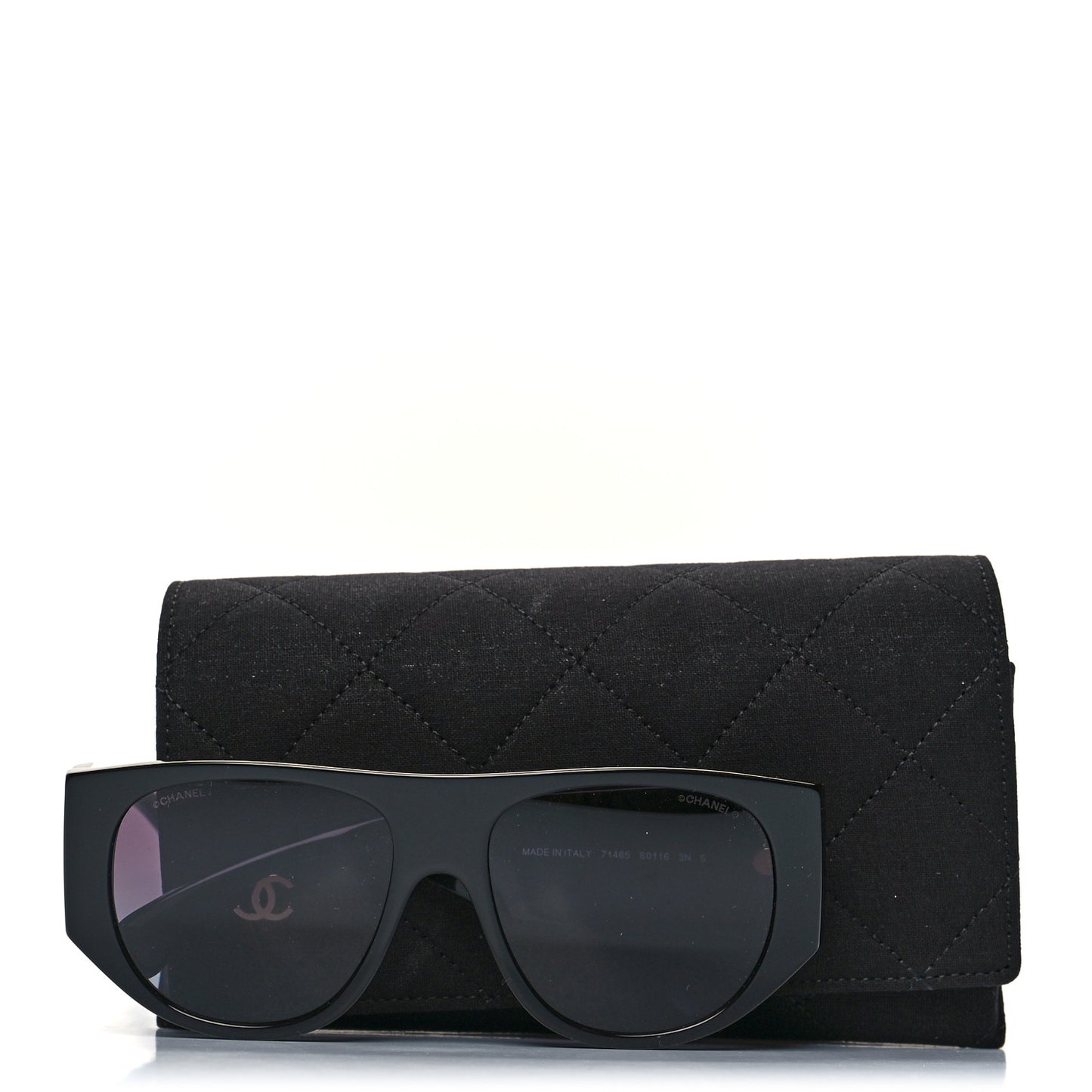 Acetate Quilted CC Pilot Sunglasses 71465 Black
