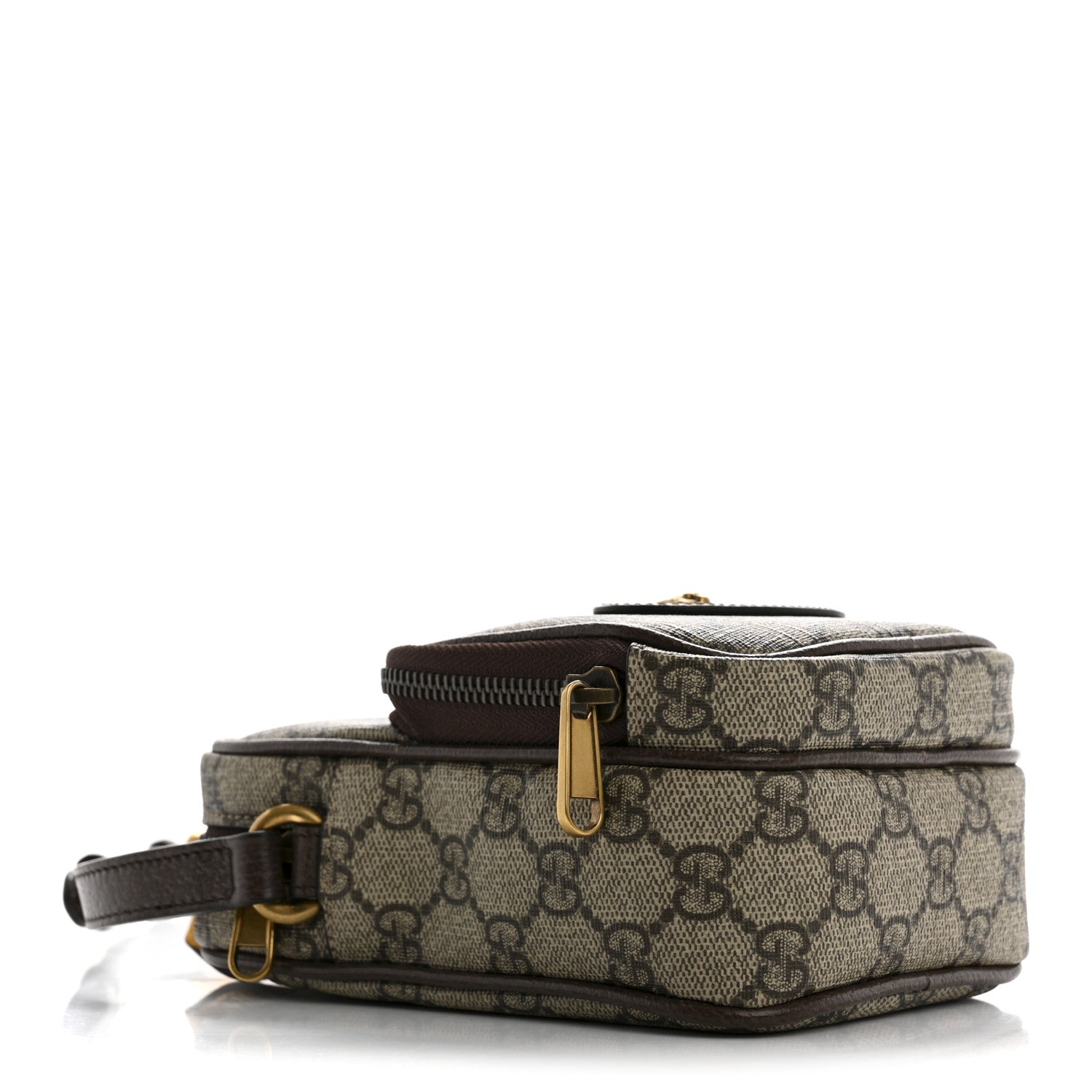 Gucci GG Supreme Monogram Mini Neo Vintage Double Zip Messenger Bag Beige New Acero Crop 4 of 10