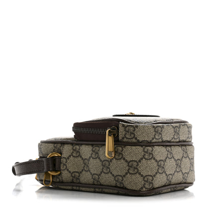 Gucci GG Supreme Monogram Mini Neo Vintage Double Zip Messenger Bag Beige New Acero Crop 4 of 10