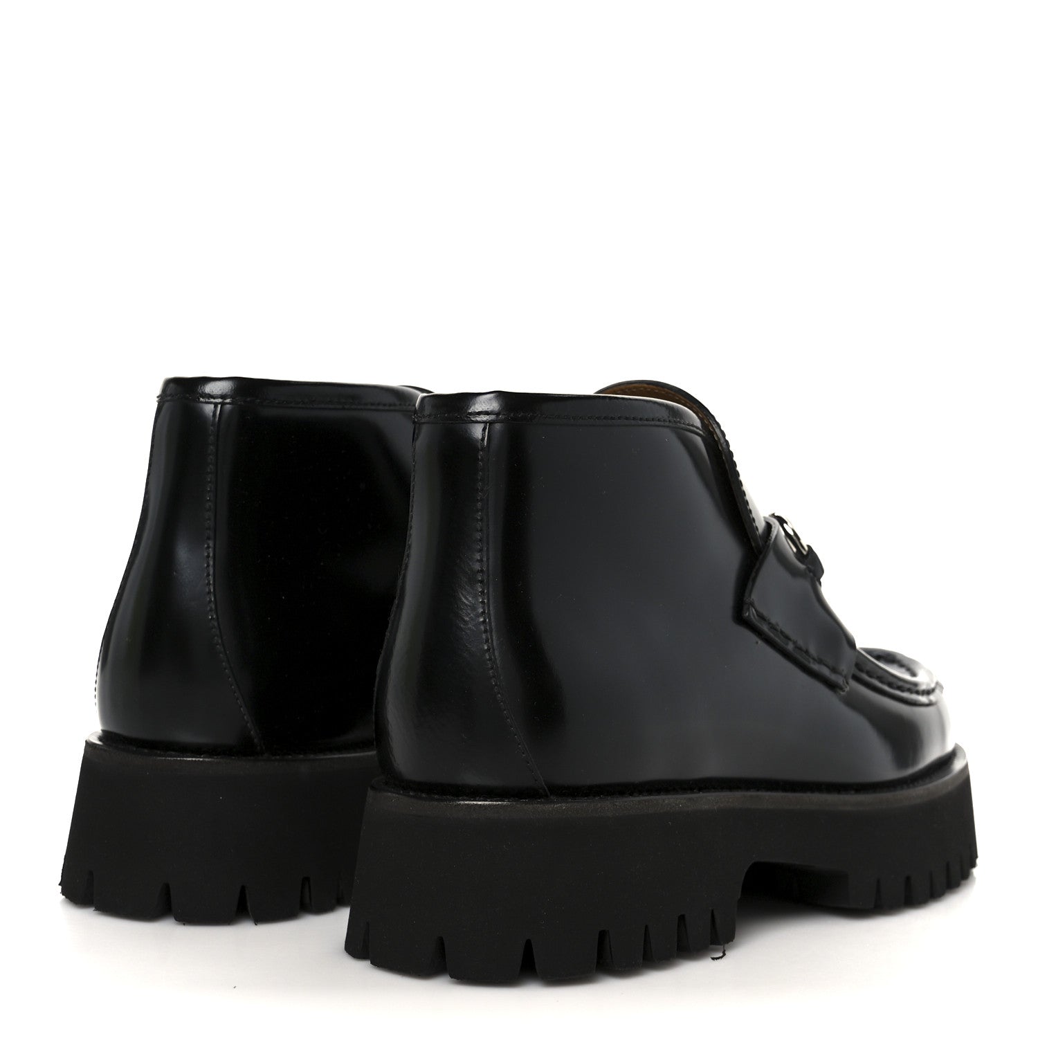 Gucci Cordovan Lux Womens Horsebit Platform Ankle Boots 38 Black 5 of 10