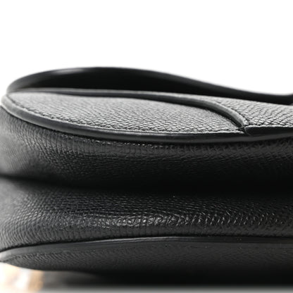 Christian Dior Grained Calfskin Mini Saddle Bag With Strap Black 9 of 10