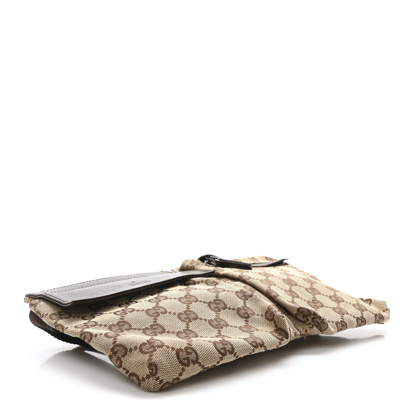 GG Monogram Double Pocket Belt Bag Dark Brown