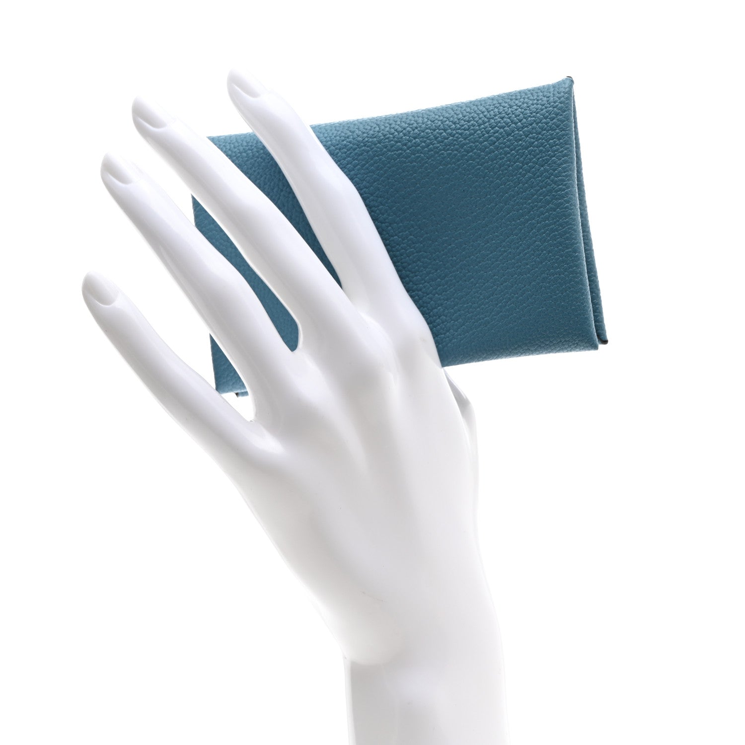 Hermes Chevre Mysore Verso Calvi Card Case New Bleu Jean Havane 2 of 7