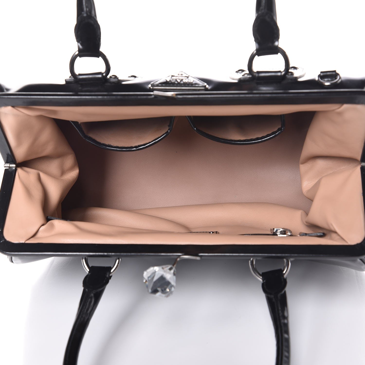 Prada Spazzolato Crystal Frame Bag Black 5 of 14