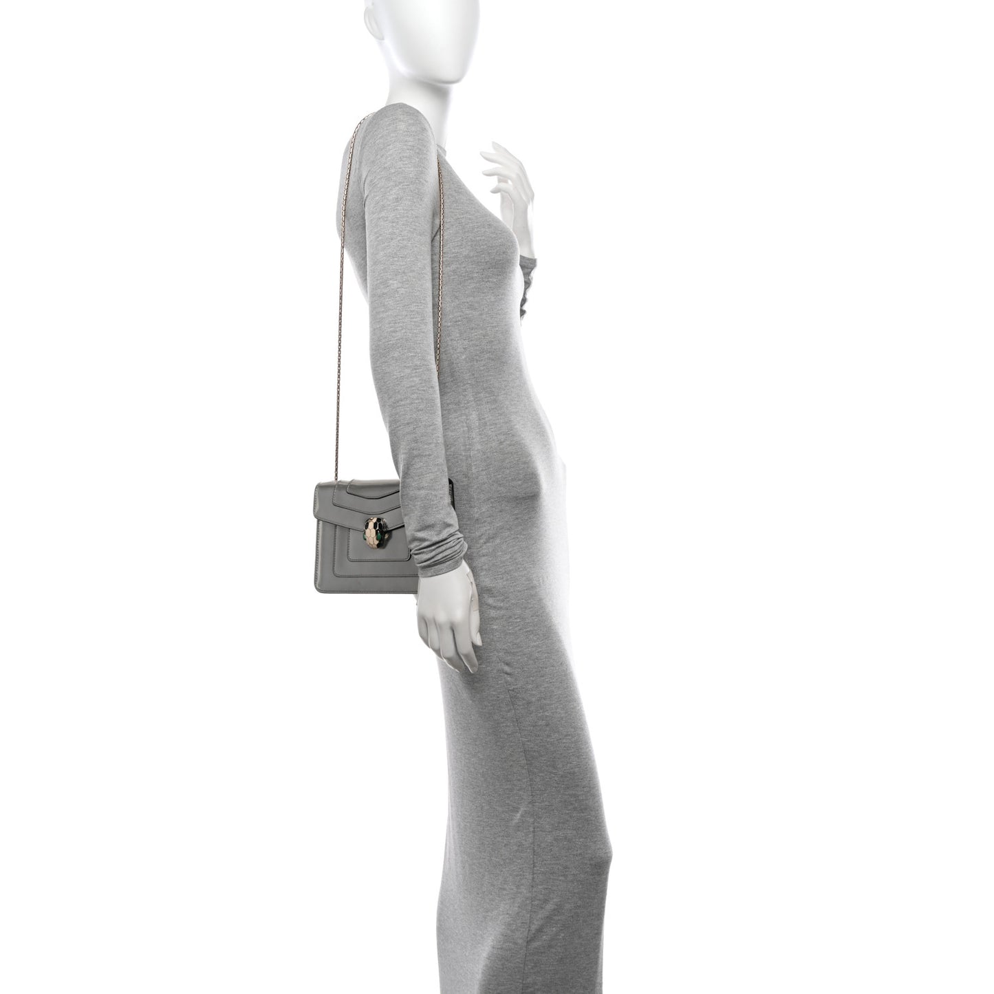 Metallic Calfskin Small Serpenti Forever Snake Strap Crossbody Bag Silver