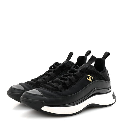 Chanel Velvet Calfskin Mixed Fibers CC Sneakers 38.5 Black 4 of 9