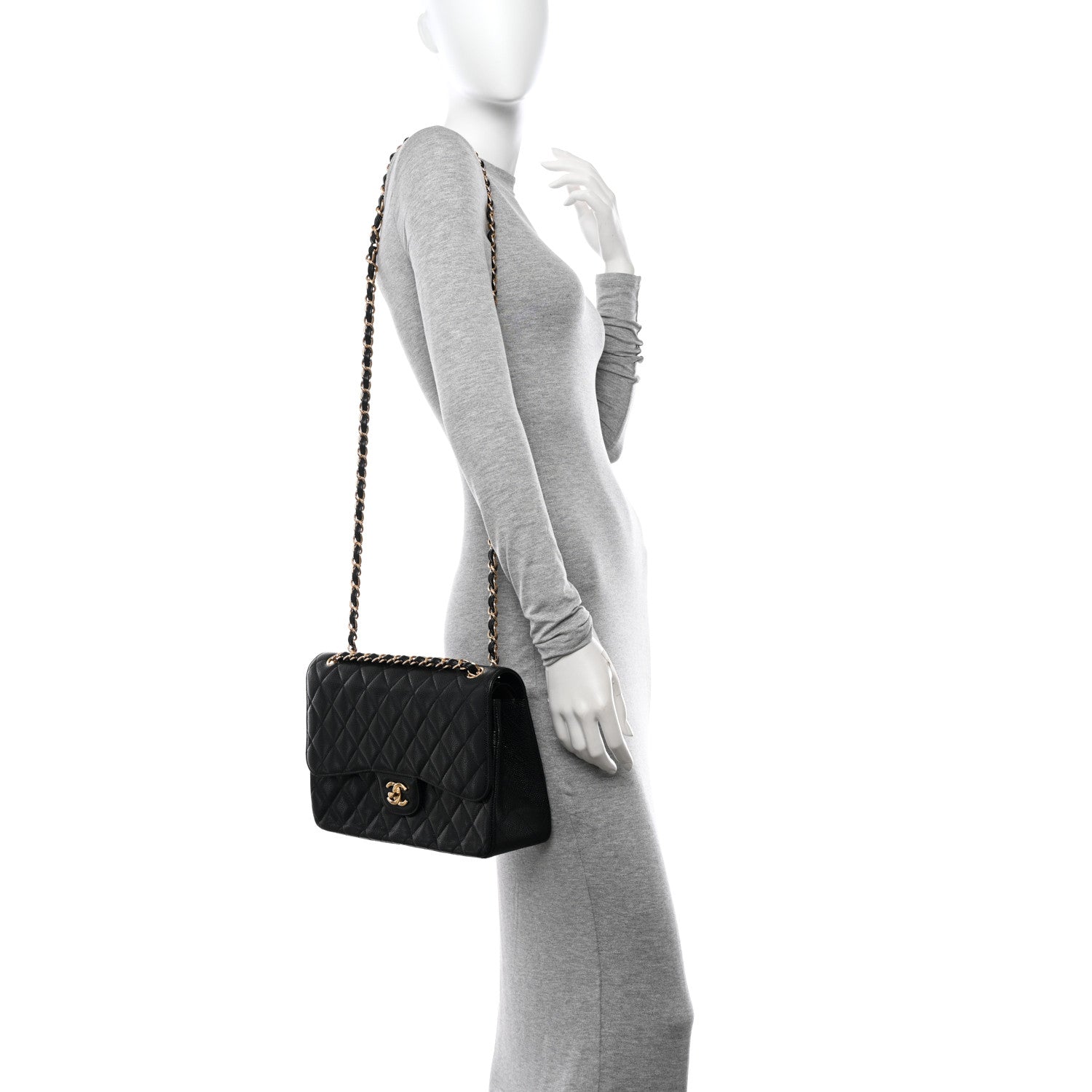 Chanel Caviar Quilted Jumbo Double Flap Black 2 of 11