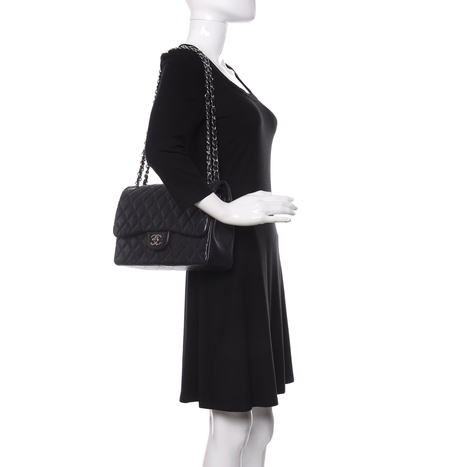 Chanel Caviar Quilted Jumbo Double Flap Navy Blue 2 of 12