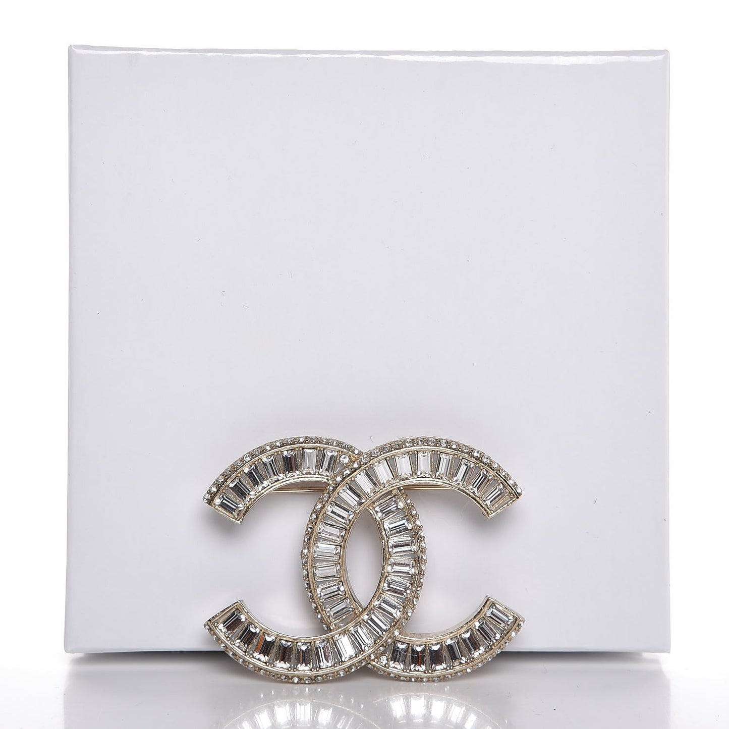 Baguette Crystal CC Brooch Gold