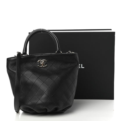 Chanel Lambskin Stitched Small Shopping Tote Black 11 of 11