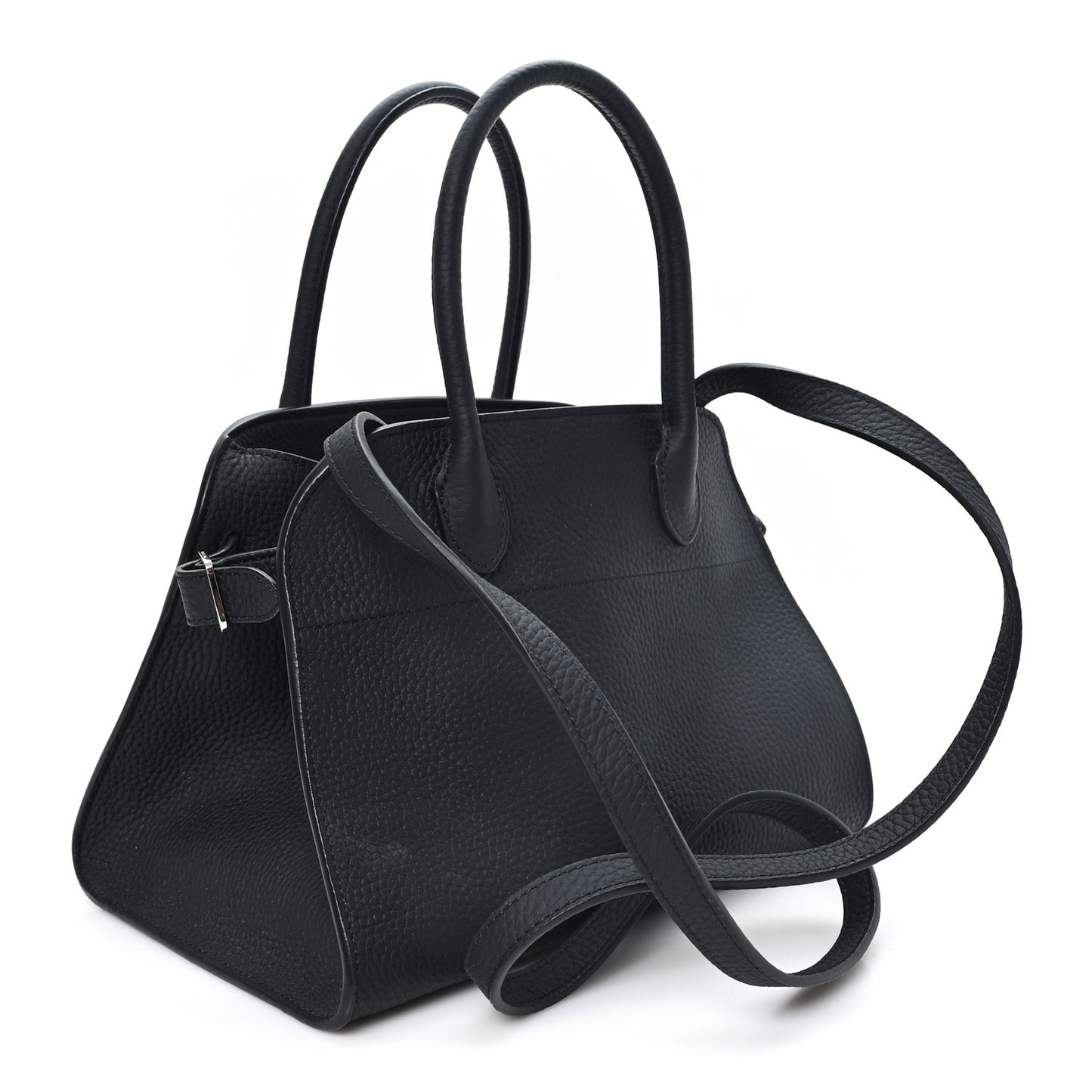 Grained Calfskin Soft Margaux 10 Bag Black
