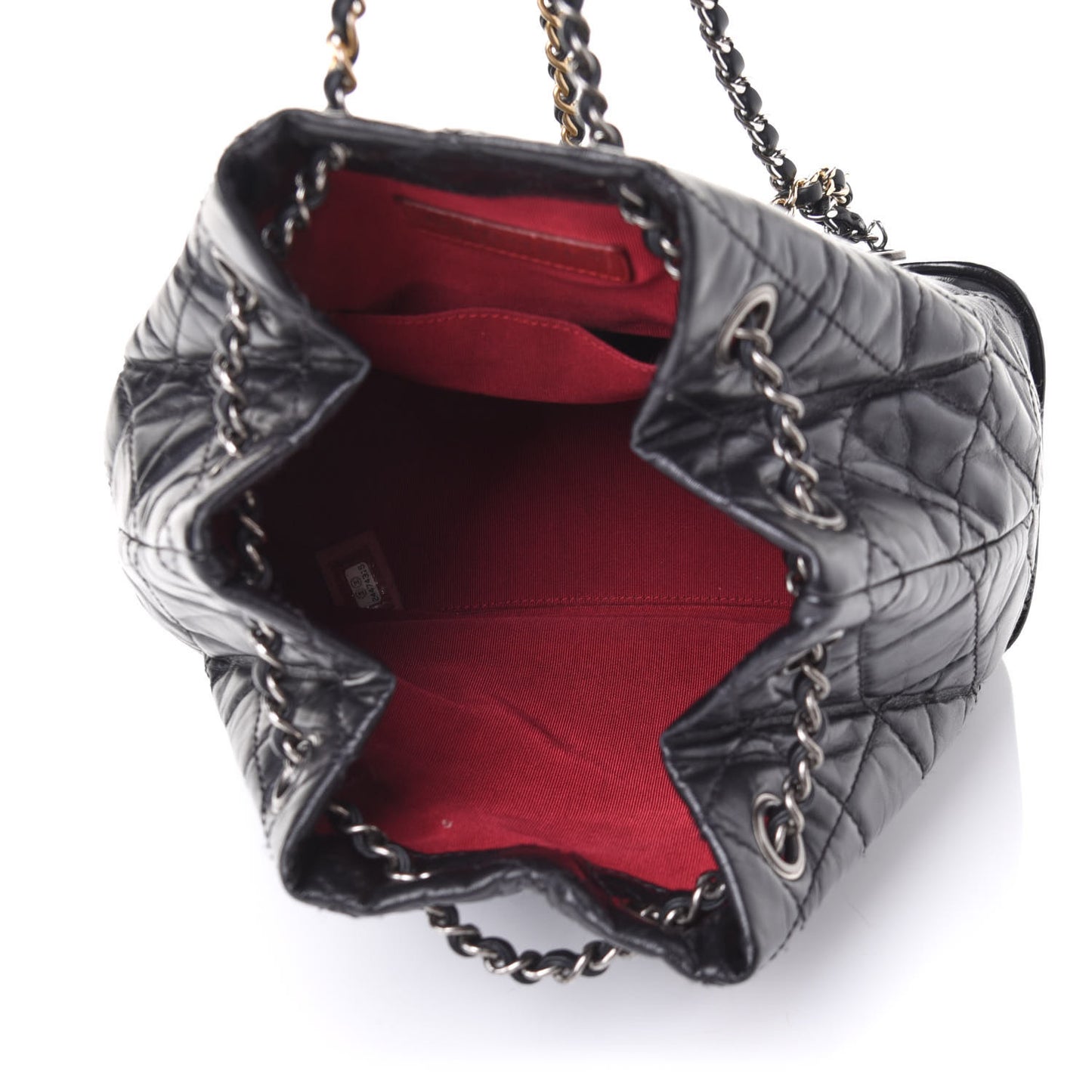 Aged Calfskin Quilted Gabrielle Backpack Black