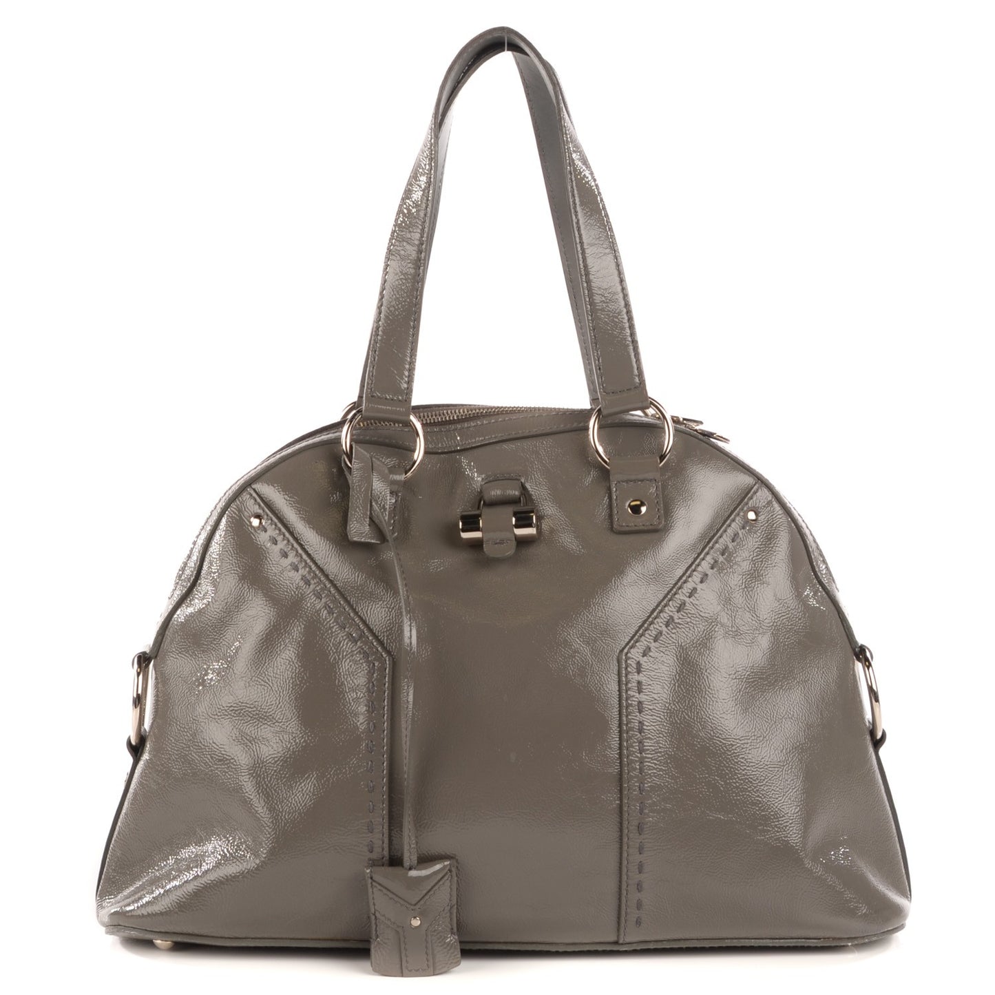 Patent Calfskin Large Muse Gray